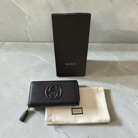 Gucci Soho Black Leather Zip Around Wallet | Box & Dust Bag - Picture 1 of 6